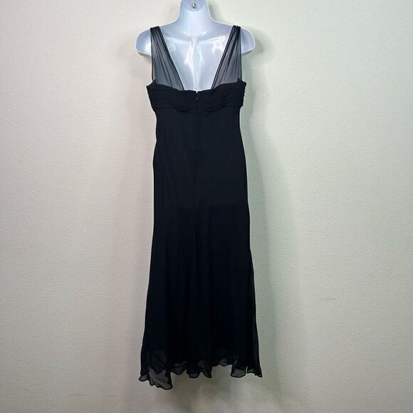 Vintage Jones New York NWT 100% Silk Black V Neck Sleeveless Midi Dress Sz 8 Y2K - Picture 5 of 13